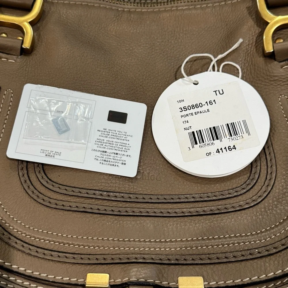 Chloe Medium Marcie double carry handbag purse in nut leather brown taupe - Picture 15 of 17